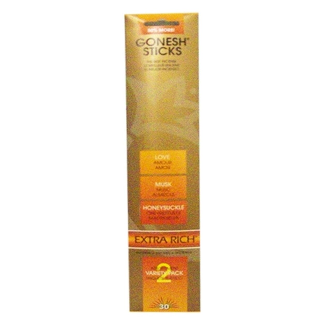 Gonesh (30 Sticks In 1 Pack) Incense Variety Pack2- Love, Musk and Honeysuckle (Pack of 3)